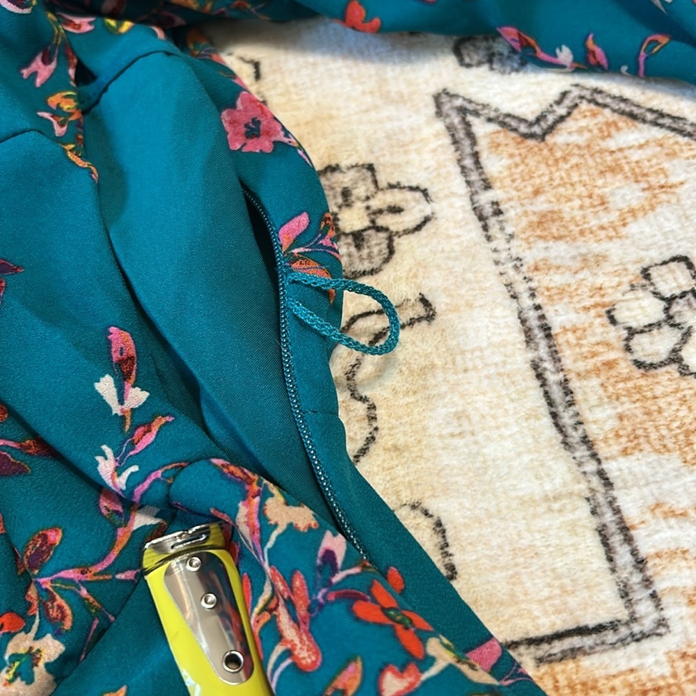 NWT NANETTE by NANETTE LEPORE 6 teal fit & flare midi L-sleeve floral dress - Picture 9 of 14